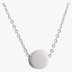 NWT Silver Dot Necklace Dainty Circle Tiny Disc Slider Charm Stainless Steel